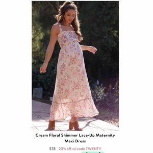 Pink Blush | Cream Floral Maternity Maxi Dress
